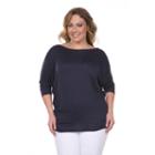 White Mark Bat Sleeve Tunic Top Plus