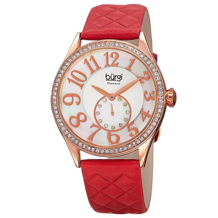 Burgi Womens Red Strap Watch-b-141rd