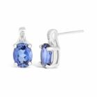 Diamond Accent Lab Created Blue Sapphire Sterling Silver Drop Earrings