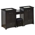 68.75-in. W Floor Mount Distressed Antique Walnutvanity Set For 3h8-in. Drilling Black Galaxy Top Biscuit Um Sink