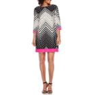 Studio 1 3/4-sleeve Chevron Dot Print Shift Dress - Petite