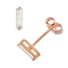 Lab Created White Sapphire 14k Rose Gold Over Silver 7.3mm Stud Earrings