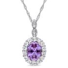 Womens Diamond Accent Purple Alexandrite 14k Gold Pendant Necklace