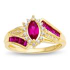 Womens Lab-created Ruby & Lab-created White Sapphire 14k Gold Over Silver Cocktail Ring
