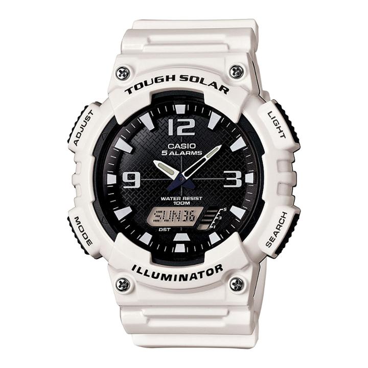 Casio Mens Black Dial White Resin Strap Solar Sport Watch Aq-s810wc-7a