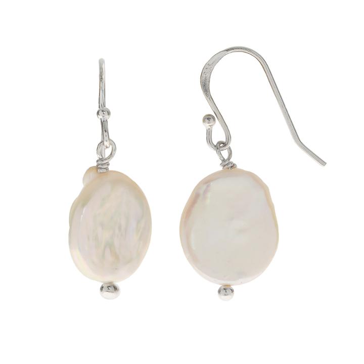 Cultured Freshwater Coin Pearl Sterling Silver Earrings
