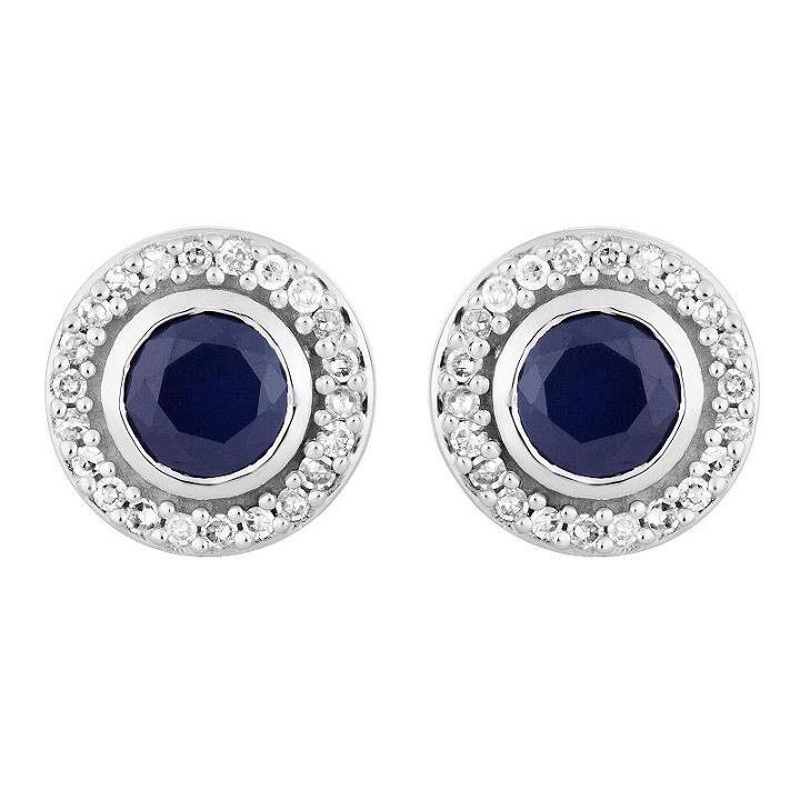 1/8 Ct. T.w. Genuine Blue Sapphire 10k White Gold 7.6mm Stud Earrings