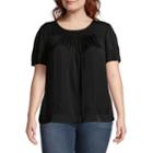 Worthington Washed Satin Blouse - Plus