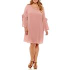 Como Black Long Sleeve Dots Shift Dress - Plus