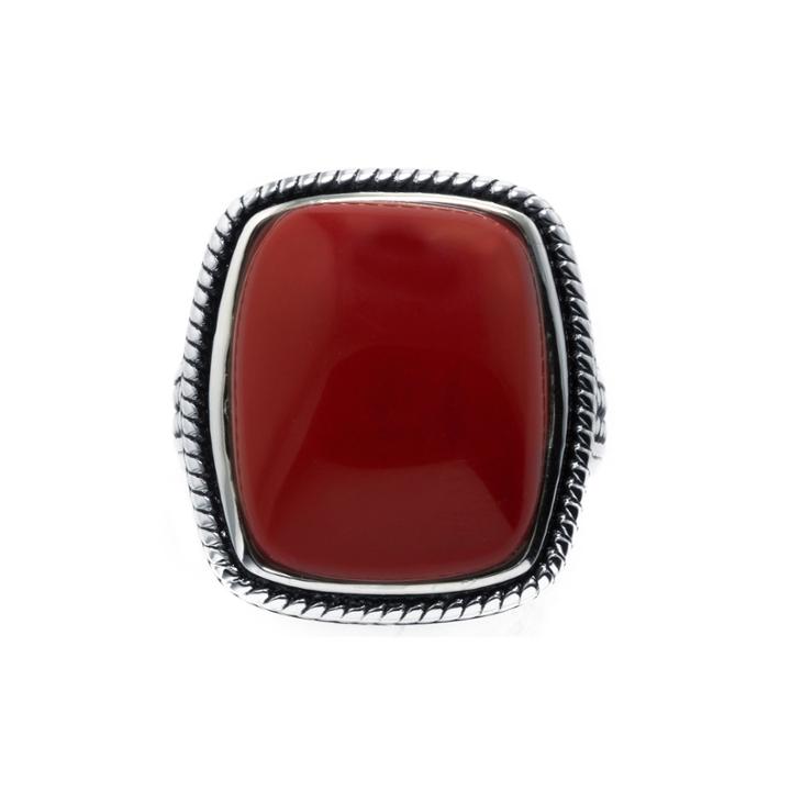 Simulated Red Jasper Sterling Silver Rectangular Ring