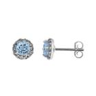 Faceted Lab-created Aquamarine & White Topaz Sterling Silver Stud Earrings