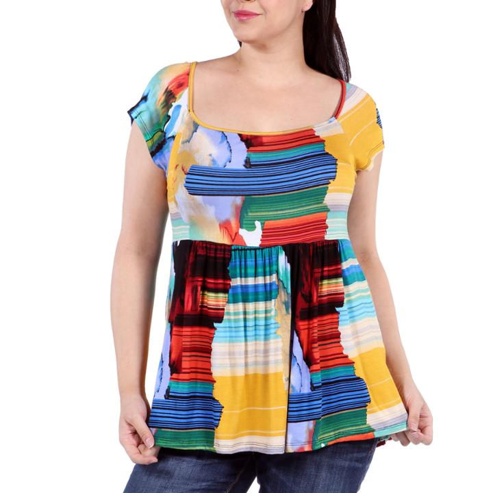 24/7 Comfort Apparel French Watercolor T-shirt-womens Plus