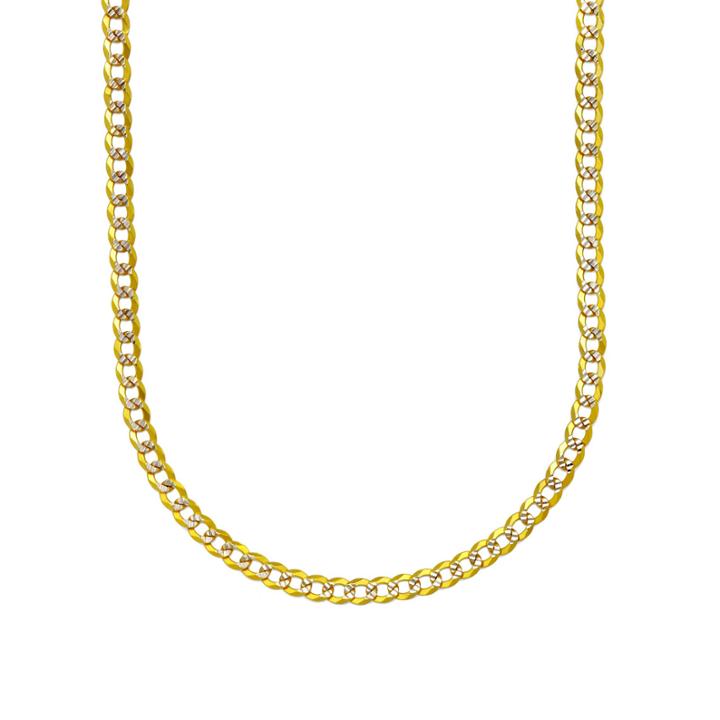 14k Two Tone 3.15mm Diamond Cut Curb Necklace 26