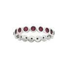 Personally Stackable July Red Crystal Sterling Silver Eternity Ring