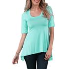 24/7 Comfort Apparel High-low Elbow Length Tunic Top