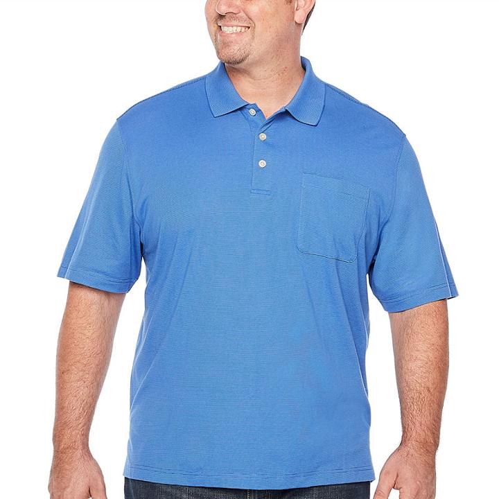 Van Heusen Jacquard Stripe Short Sleeve Jacquard Polo Shirt Big And Tall