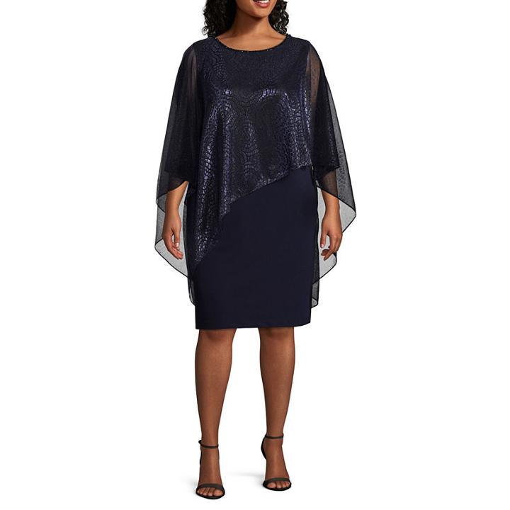 Scarlett Sleeveless Party Dress With Pattern Overlay - Plus