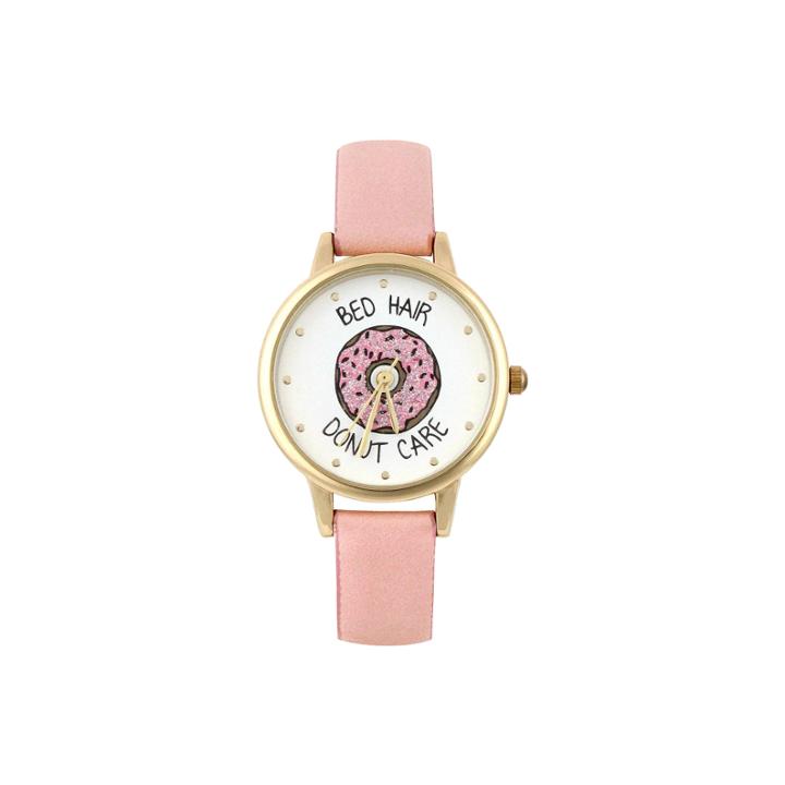 Mixit Donut Womens Pink Strap Watch-pts2940gdpk