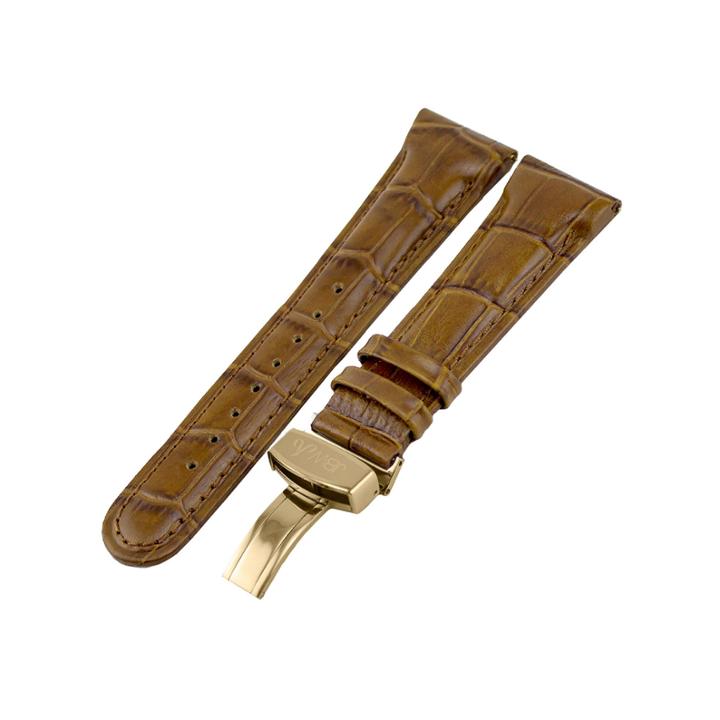 Jbw Womens Brown And Gold Tone Genuine Calfskin Leather Watch Band