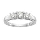 Womens 7/8 Ct. T.w. Princess White Moissanite 14k Gold 3-stone Ring
