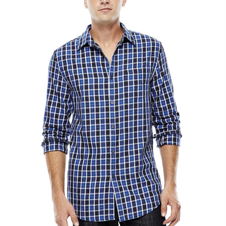 Jf J. Ferrar Long-sleeve Square Twill Woven Shirt