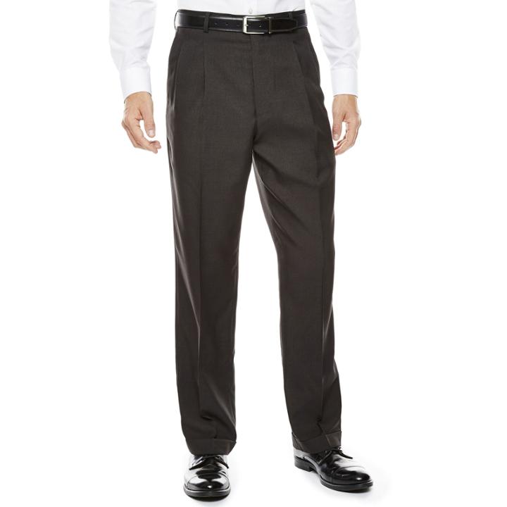Stafford Textured Stripe Pleated Dress Pants - Classic Fit