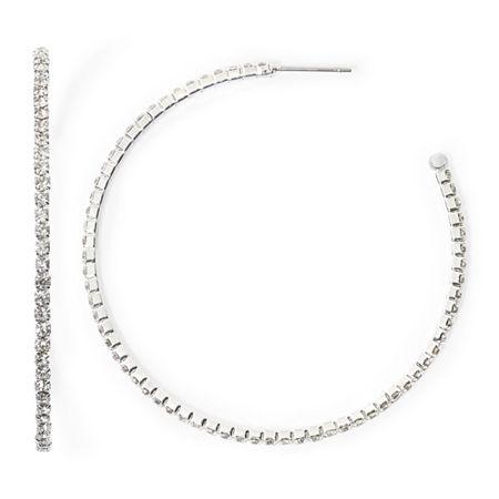 Vieste Rhinestone Silver-tone Hoop Earrings