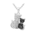 Crystal Cats Sterling Silver Pendant Necklace