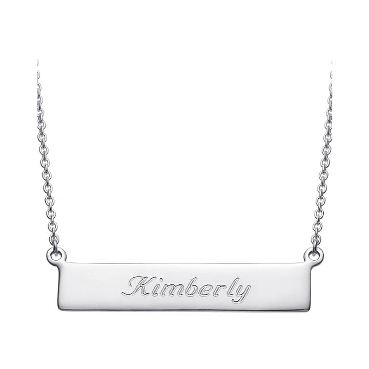 Personalized Sterling Silver Cursive Name Bar Necklace