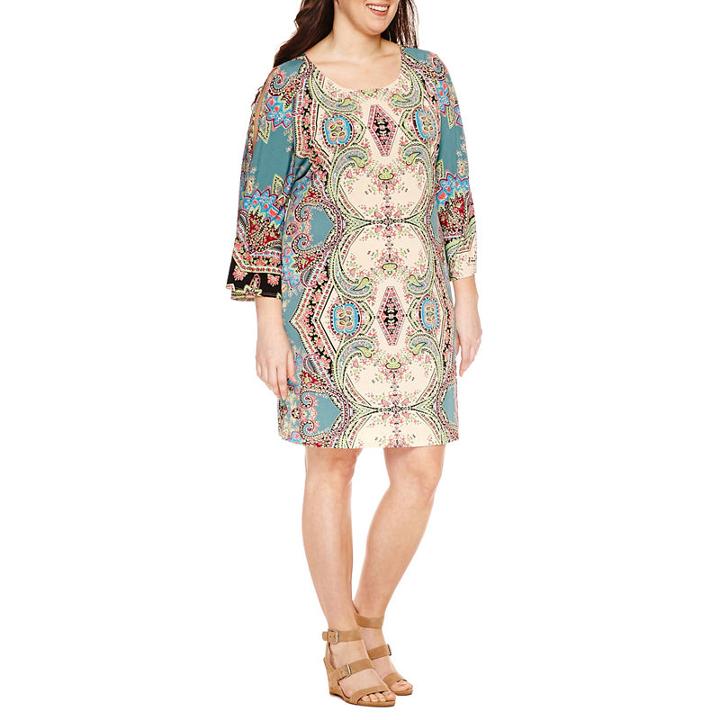 Tiana B Long Split Sleeve Knit Sheath Dress - Plus