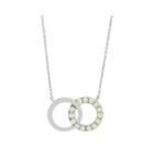 Lab-created Opal Interlocking Double-circle Sterling Silver Necklace