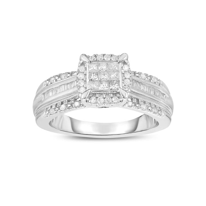 Womens 1/2 Ct. T.w. Genuine Multi-shape White Diamond 10k Gold Engagement Ring