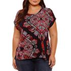 Liz Claiborne Short Sleeve Crew Neck Pattern T-shirt- Plus