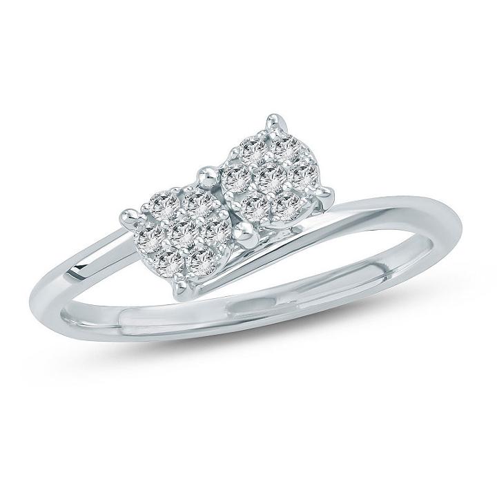 Womens 1/6 Ct. T.w. Diamond White 10k Gold Cocktail Ring