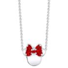 Disney Womens Red Silver Over Brass Pendant Necklace