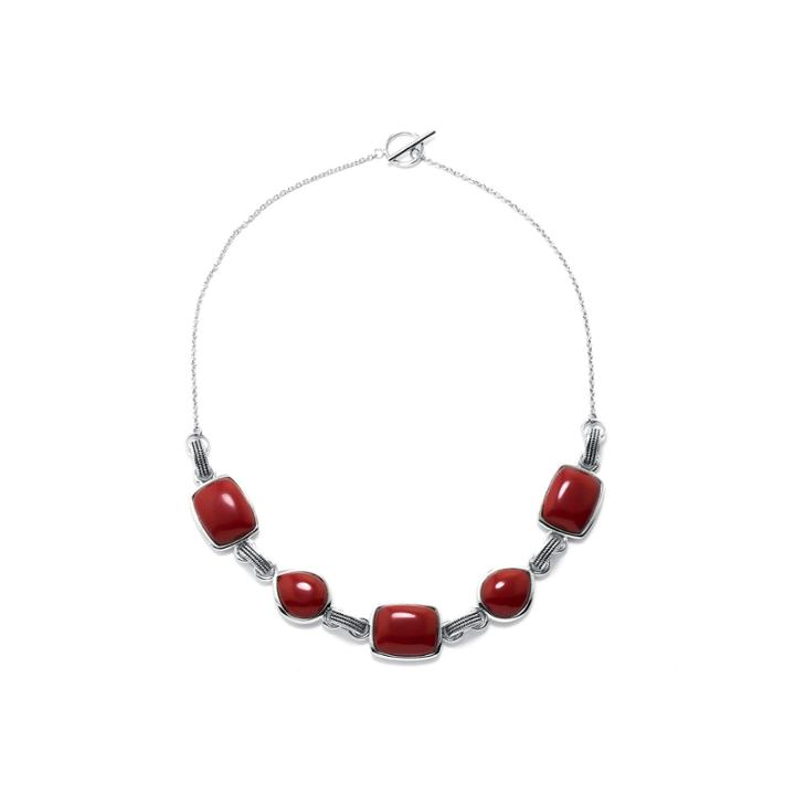 Simulated Red Jasper Sterling Silver Necklace