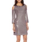 Scarlett 3/4-sleeve Metallic Knit Cold-shoulder Sheath Dress