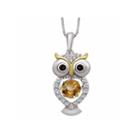 Simulated Citrine & Cubic Zirconia Sterling Silver Pendant