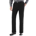 Saville Row Black Flat-front Suit Pants - Slim