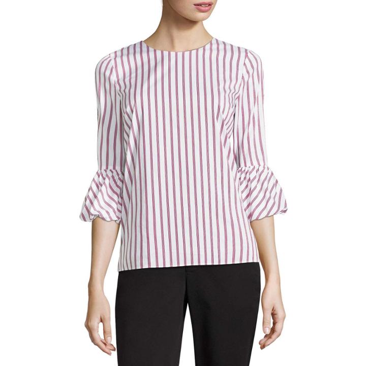 Worthington Elbow Sleeve Scoop Neck Woven Blouse