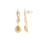 Genuine Citrine And Diamond Accent Gold Over Silver Drop Earrings