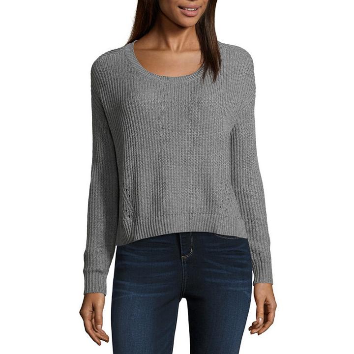 Arizona Long Sleeve Crew Neck Pullover Sweater-juniors