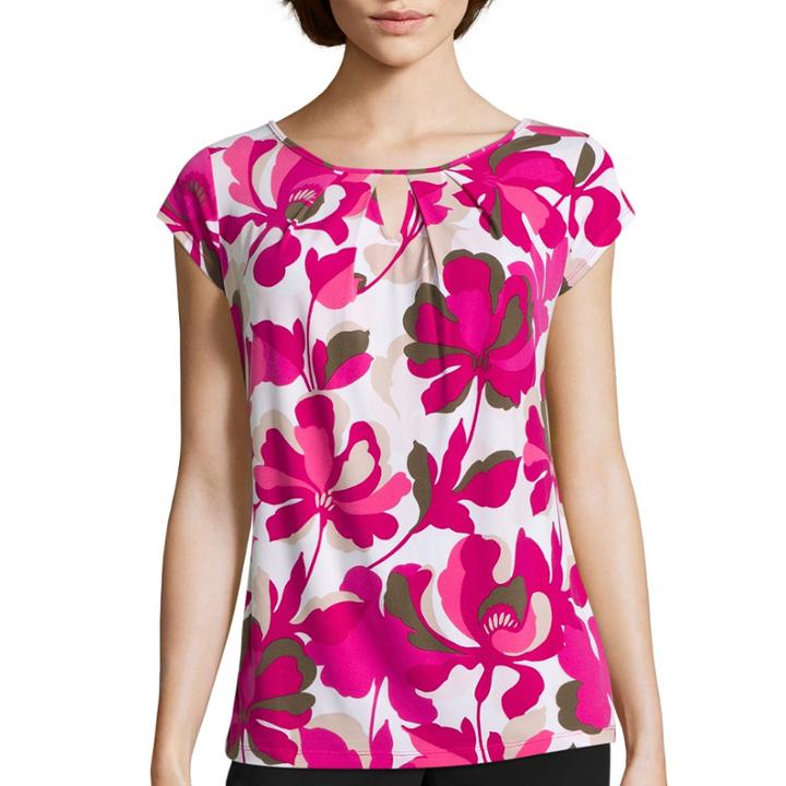 Liz Claiborne Short-sleeve Keyhole Tee