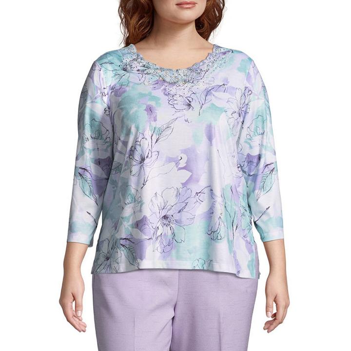 Alfred Dunner Roman Holiday Etched Floral Top- Plus