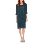 Maya Brooke 3/4 Sleeve Embellished Jacket Dress