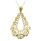 10k Yellow Gold Diamond-cut Teardrop Pendant Necklace