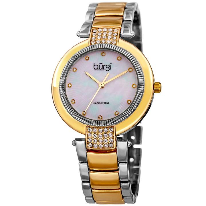 Burgi Womens Two Tone Strap Watch-b-181ttg