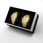 Jbw Delano & Alessandra 1/2 Ct. T.w. Diamond Accent Unisex Gold Tone 2-pc. Watch Boxed Set-jb6218ejb6217e