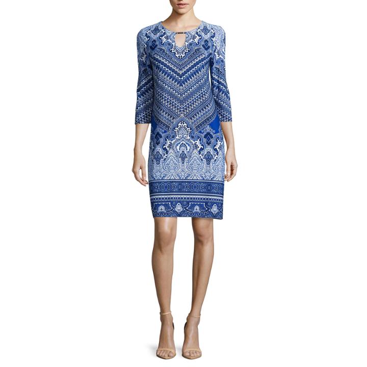 Tiana B. 3/4-sleeve Printed Knit Shift Dress - Tall
