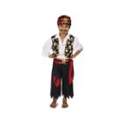 Skull Print Vest With Patched Pants Pirate Child Costume